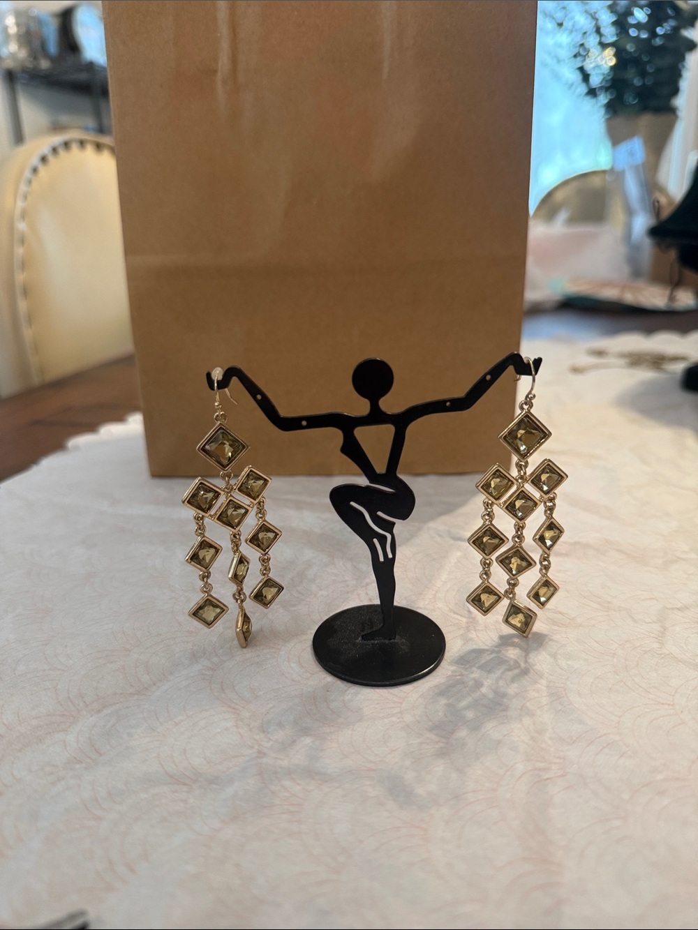 kate spade Gold Geometric Drop Chandelier Earrings